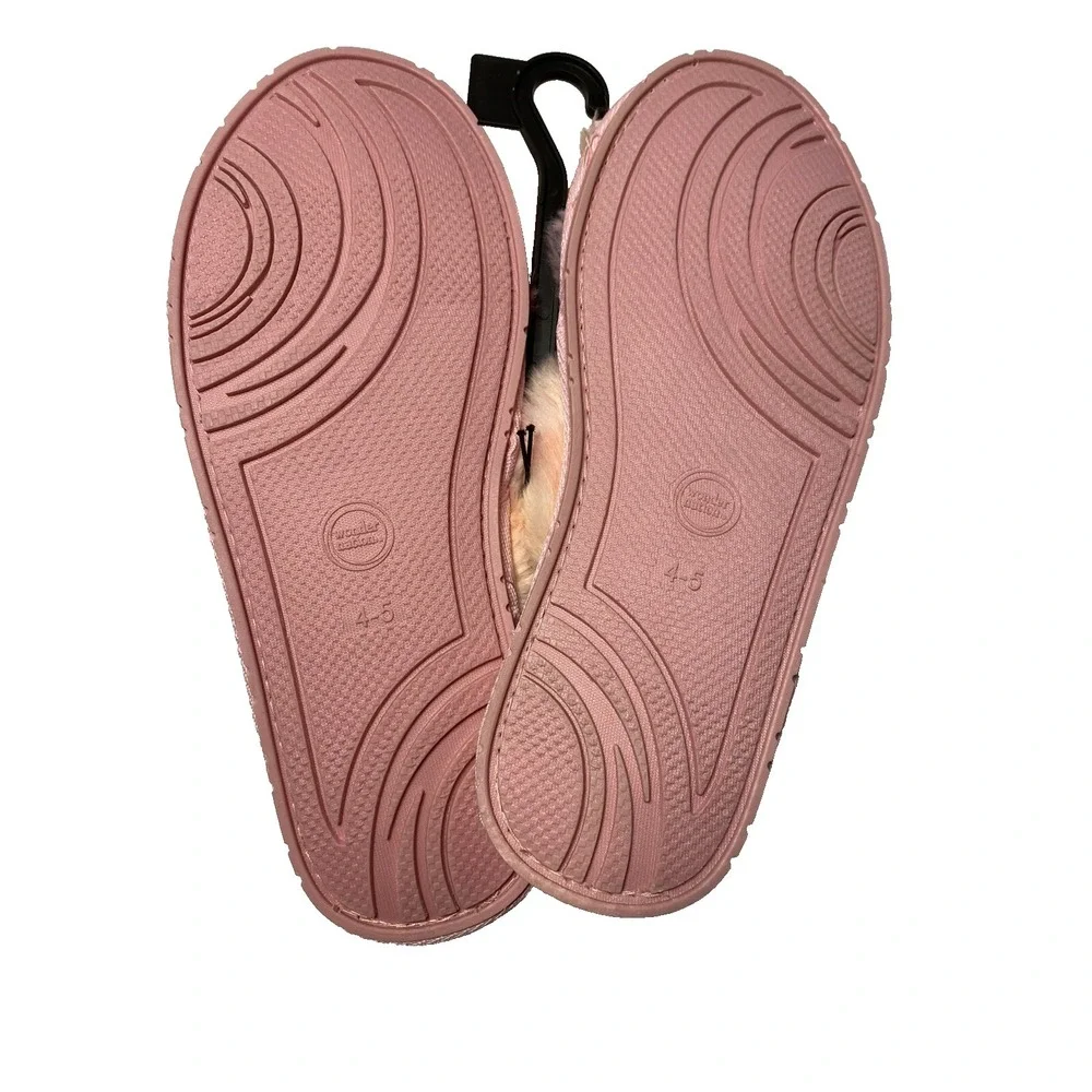 wonder nation girls fuzzy sandal open toe slippers with‎ hard sole size 4 5